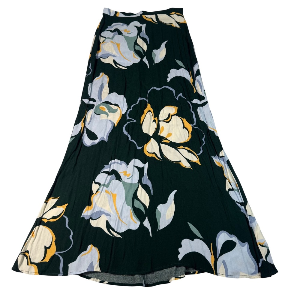 Reformation Floral Maxi Skirt Women Size 4 Green Viscose Boho Resort Cottagecore
